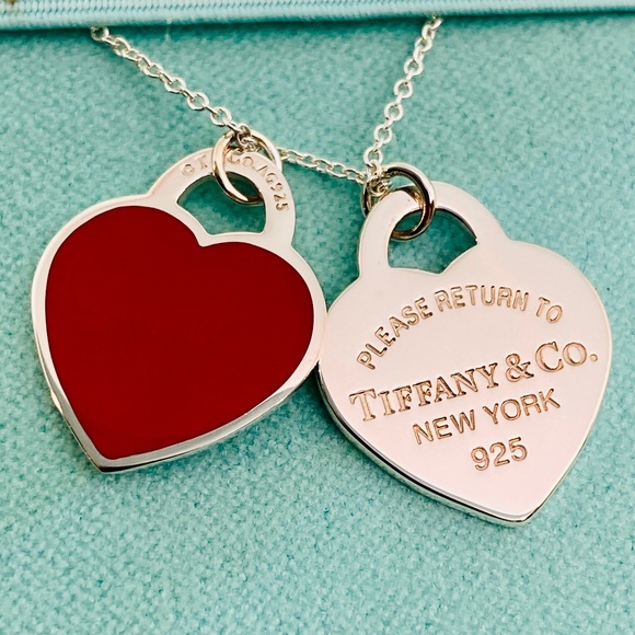 Tiffany & Co. Jewelry - New Tiffany & Co small double heart red enamel necklace Return to Tiffany NWT